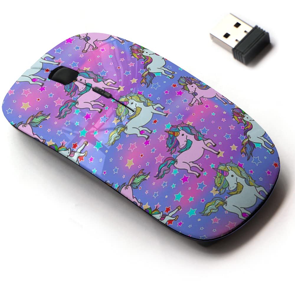 2.4G Wireless Mouse with Cute Pattern Design for All Laptops and Desktops with Nano Receiver - Cute Unicorns Star