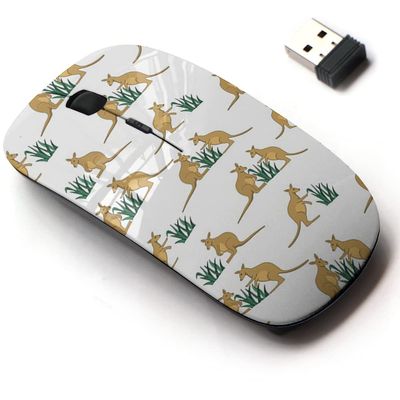 2.4G Wireless Mouse with Cute Pattern Design for All Laptops and Desktops with Nano Receiver - Australia Kangaroo Grass