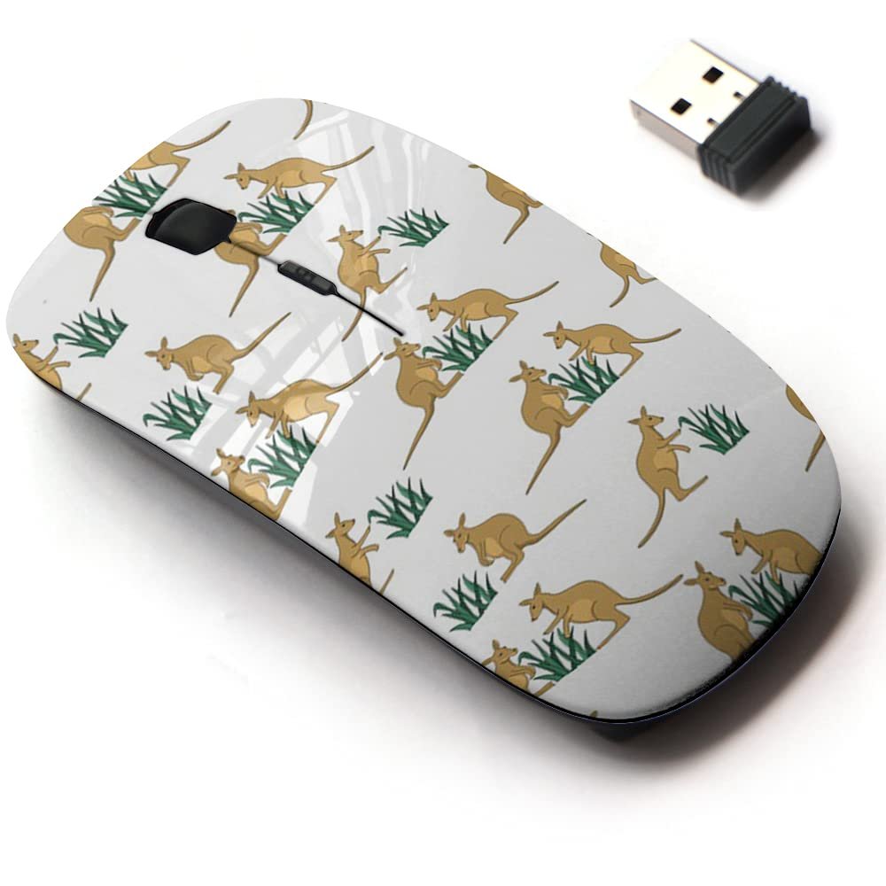 2.4G Wireless Mouse with Cute Pattern Design for All Laptops and Desktops with Nano Receiver - Australia Kangaroo Grass