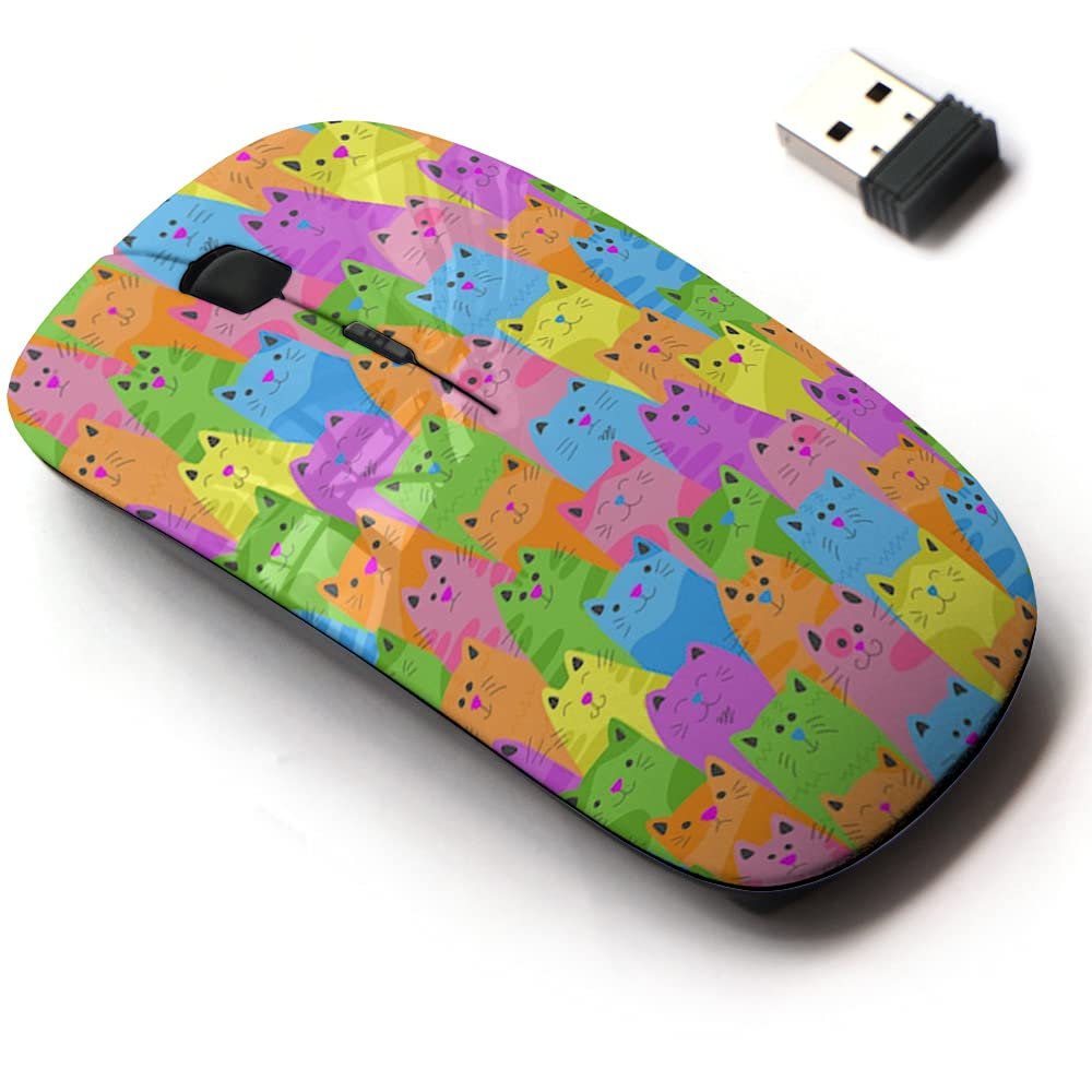 2.4G Wireless Mouse with Cute Pattern Design for All Laptops and Desktops with Nano Receiver - Cats Doodle Cartoon