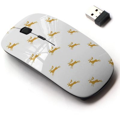 2.4G Wireless Mouse with Cute Pattern Design for All Laptops and Desktops with Nano Receiver - Christmas Deer