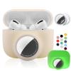 2 in 1 Protective Case for Apple AirPods Pro Air Tag Holder Combo, Soft Silicone Airpods Pro AirTag Case with 2 PCS Screen Protector, Anti-Scratch Anti-Fall Anti-Lost (GlowWhite) view 1