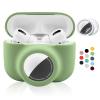 2 in 1 Protective Case for Apple AirPods Pro Air Tag Holder Combo, Soft Silicone Airpods Pro AirTag Case with 2 PCS Screen Protector, Anti-Scratch Anti-Fall Anti-Lost Shockproof Durable(EmeraldGreen) view 1