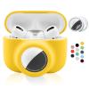 2 in 1 Protective Case for Apple AirPods Pro Air Tag Holder Combo, Soft Silicone Airpods Pro AirTag Case with 2 PCS Screen Protector, Anti-Scratch Anti-Fall Anti-Lost Shockproof Durable(Yellow) view 1