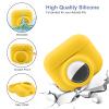 2 in 1 Protective Case for Apple AirPods Pro Air Tag Holder Combo, Soft Silicone Airpods Pro AirTag Case with 2 PCS Screen Protector, Anti-Scratch Anti-Fall Anti-Lost Shockproof Durable(Yellow) view 2
