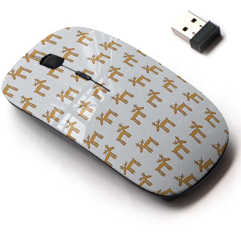 2.4G Wireless Mouse with Cute Pattern Design for All Laptops and Desktops with Nano Receiver - Christmas Deers