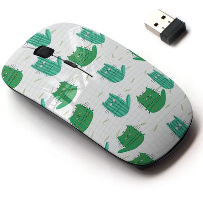 2.4G Wireless Mouse with Cute Pattern Design for All Laptops and Desktops with Nano Receiver - Cute Kitty Kitten cat Cactus