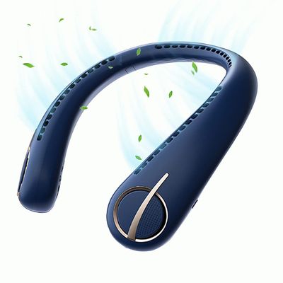 Bladeless Neck Hanging Fan Portable, Negative Ion Neckband Fan Leafless, Mini Cooling Fan USB Hands Free with 3 Speeds, Air Cooler Personal for Sport Outdoor Traveling Summer Gift Blue