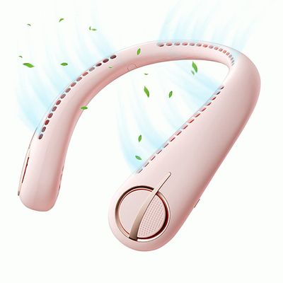 Bladeless Neck Hanging Fan Portable, Negative Ion Neckband Fan Leafless, Mini Cooling Fan USB Hands Free with 3 Speeds, Air Cooler Personal for Sport Outdoor Traveling Summer Gift Pink
