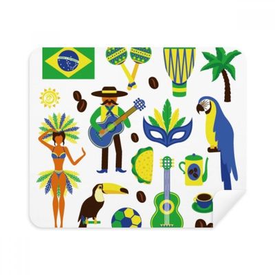 Soccer Parrot Guitar Coffee Brazil Cleaning Cloth Screen Cleaner 2pcs Suede Fabric