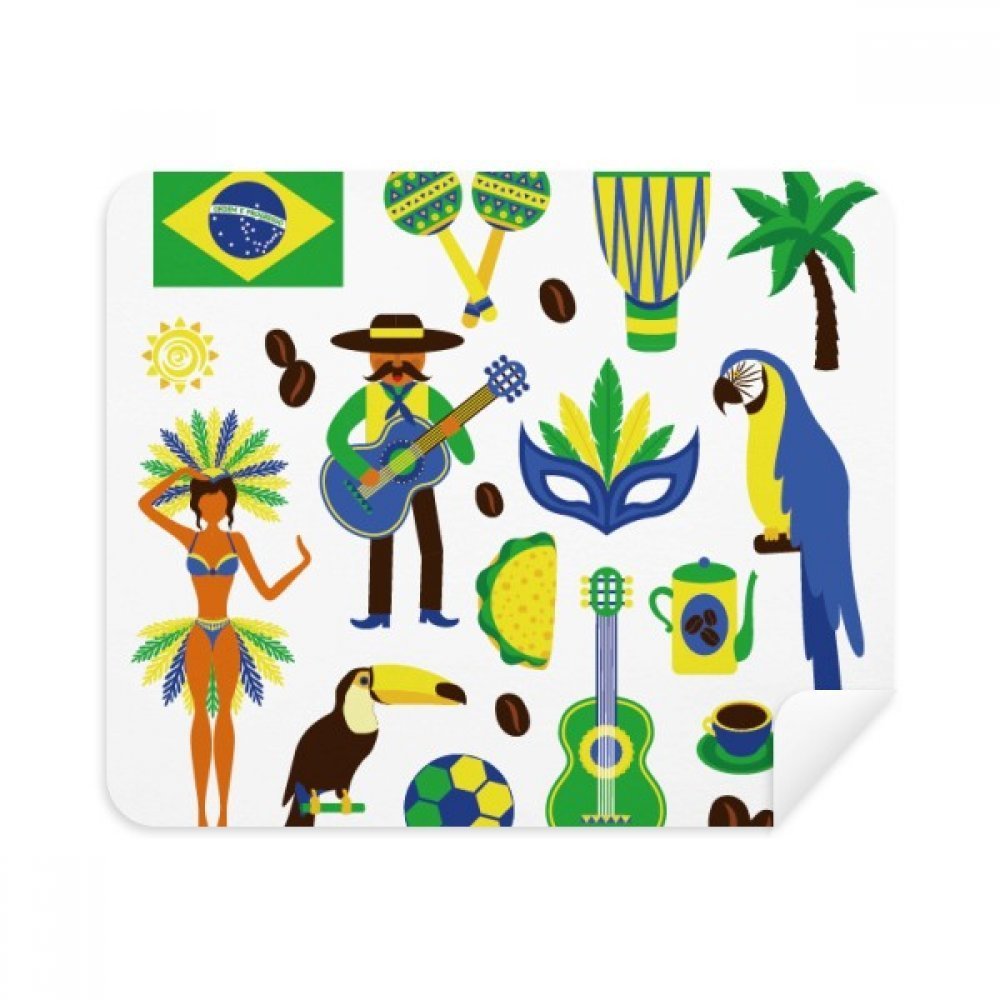 Soccer Parrot Guitar Coffee Brazil Cleaning Cloth Screen Cleaner 2pcs Suede Fabric