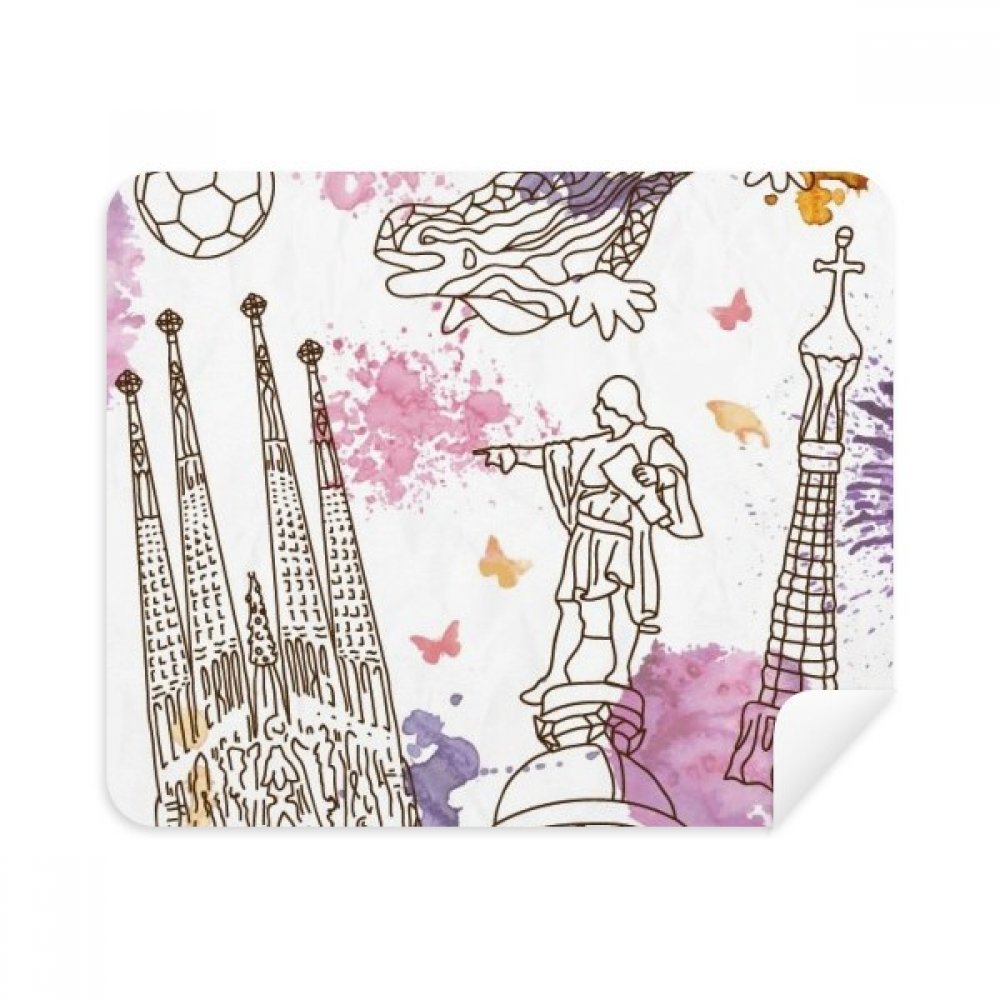 Barcelona Cathedral Soccer Statue Spain Cleaning Cloth Screen Cleaner 2pcs Suede Fabric