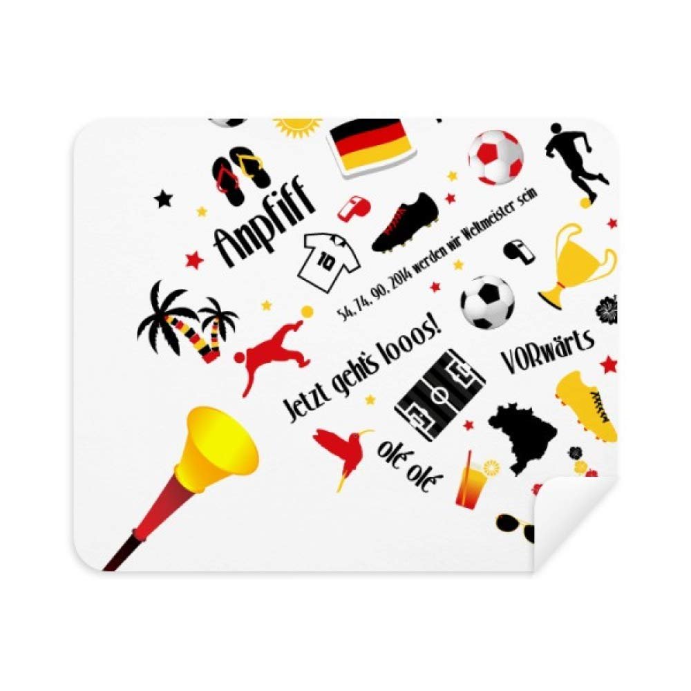 Germany Football Flag Culture Pattern Cleaning Cloth Screen Cleaner 2pcs Suede Fabric