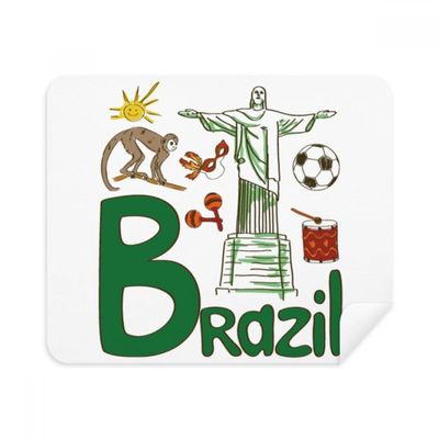 Brazil National Symbol Landmark Pattern Cleaning Cloth Screen Cleaner 2pcs Suede Fabric