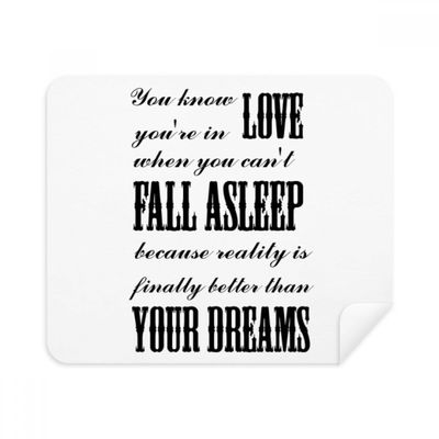 Dream Reality Love Quote English Cleaning Cloth Screen Cleaner 2pcs Suede Fabric