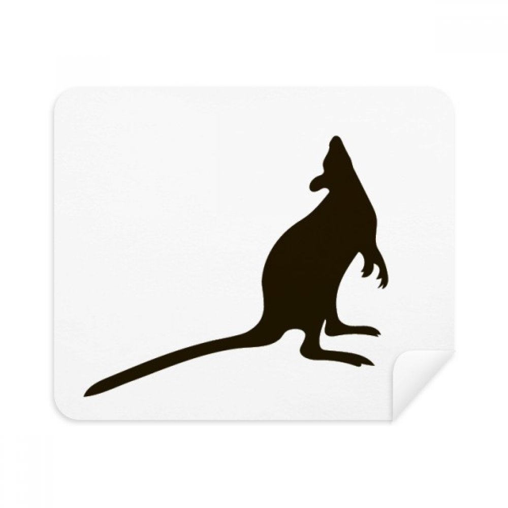Black Kangaroo Animal Portrayal Cleaning Cloth Screen Cleaner 2pcs Suede Fabric