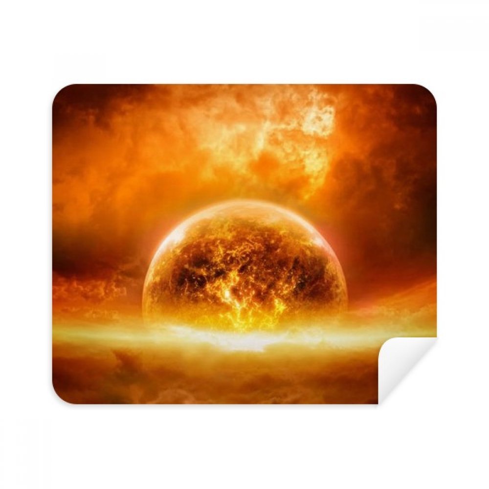Golden Red Planet Like Flame Burning Pattern Cleaning Cloth Screen Cleaner 2pcs Suede Fabric
