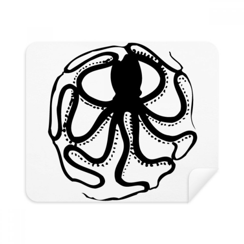 Black Octopus Marine Life Pattern Cleaning Cloth Screen Cleaner 2pcs Suede Fabric