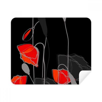 Red Flowers Painting Corn Cleaning Cloth Screen Cleaner 2pcs Suede Fabric