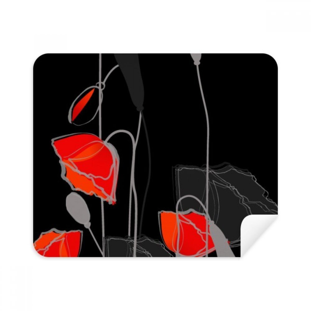 Red Flowers Painting Corn Cleaning Cloth Screen Cleaner 2pcs Suede Fabric