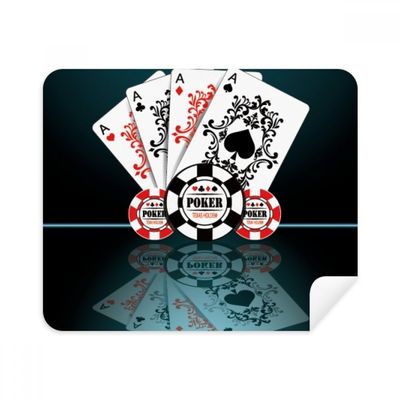 Chips Playing Cards Gambling Utensils Pattern Cleaning Cloth Screen Cleaner 2pcs Suede Fabric