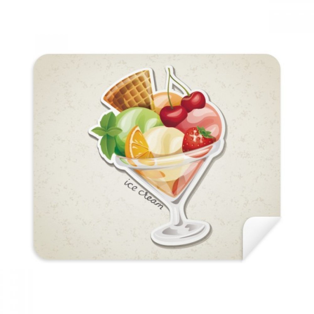 Cherry Orange Strawberry Fruit Sweet Ice Cleaning Cloth Screen Cleaner 2pcs Suede Fabric