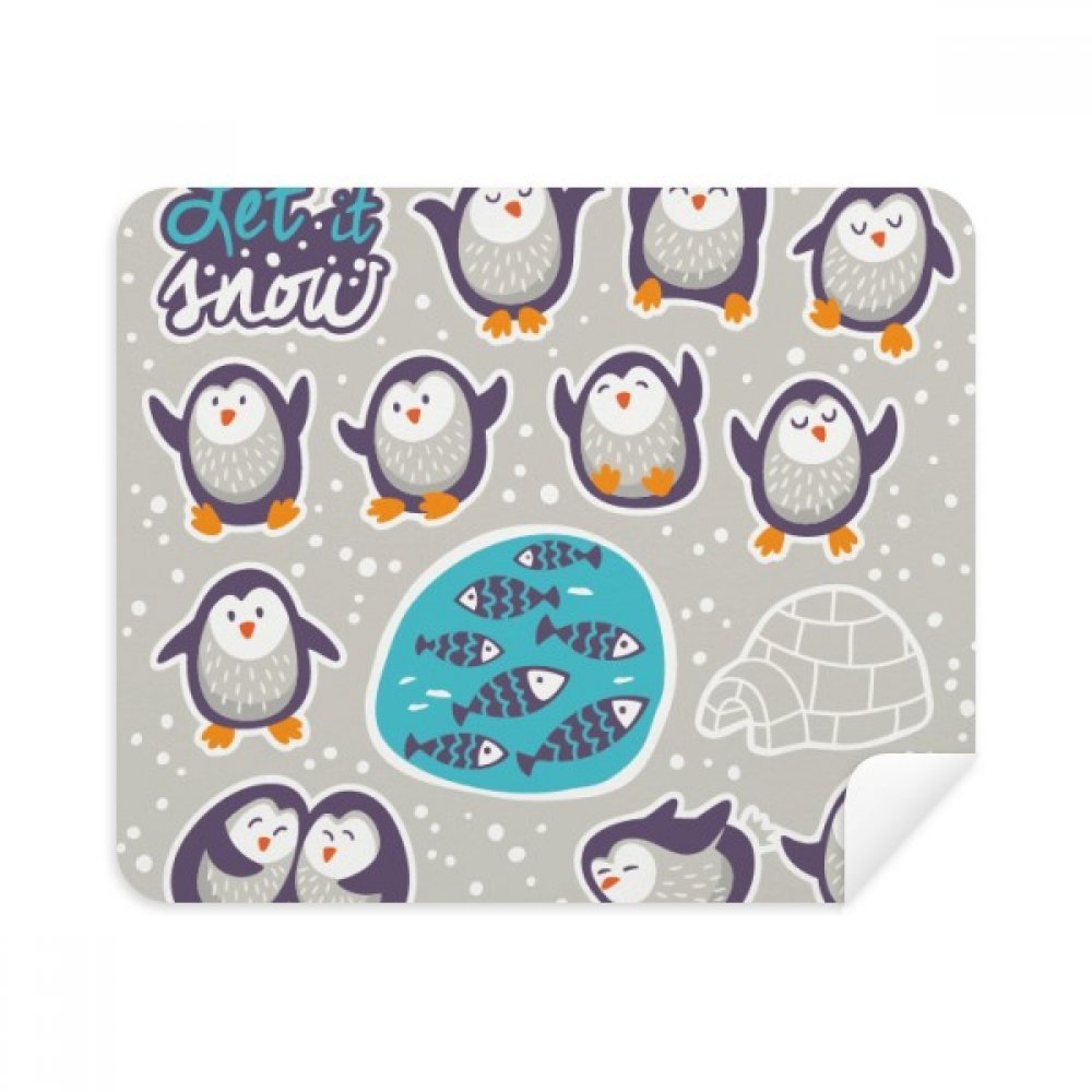 Cartoon Penguin Fish Snow Animal Cleaning Cloth Screen Cleaner 2pcs Suede Fabric