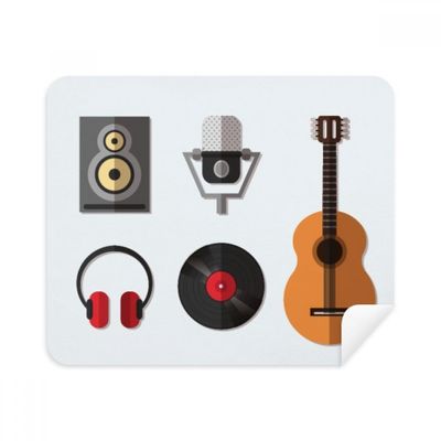 Guitar Headset CD Microphone Music Pattern Cleaning Cloth Screen Cleaner 2pcs Suede Fabric