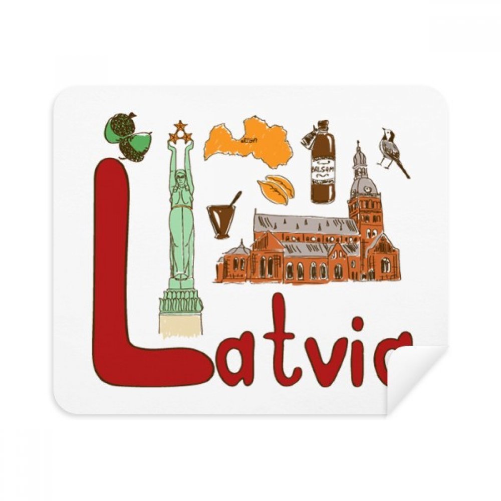 Latvia National Symbol Landmark Pattern Cleaning Cloth Screen Cleaner 2pcs Suede Fabric