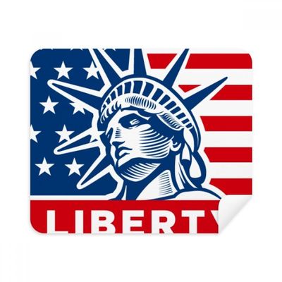 America Flag with Liberty Statue Pattern Cleaning Cloth Screen Cleaner 2pcs Suede Fabric