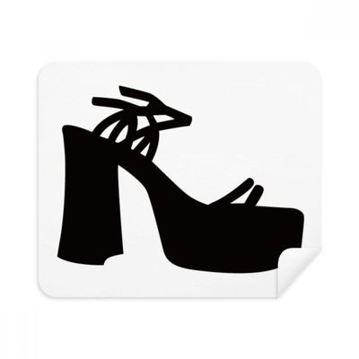 Black Women's High Heels Outline Pattern Cleaning Cloth Screen Cleaner 2pcs Suede Fabric