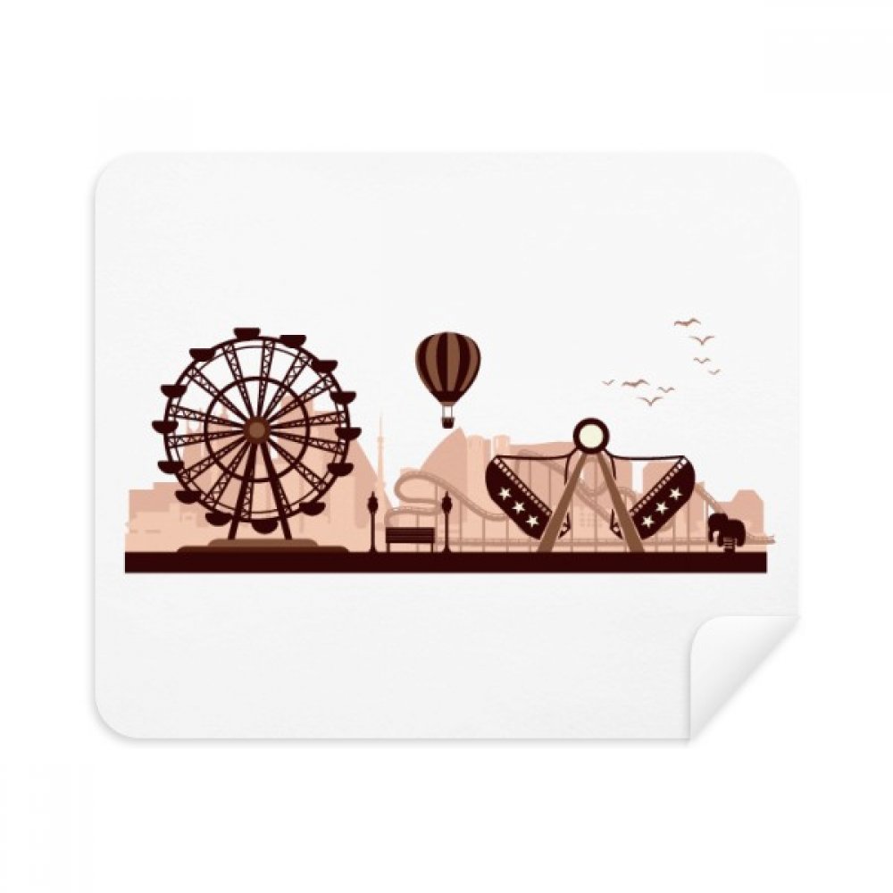 Amusement Park Black Facilities Outline Cleaning Cloth Screen Cleaner 2pcs Suede Fabric