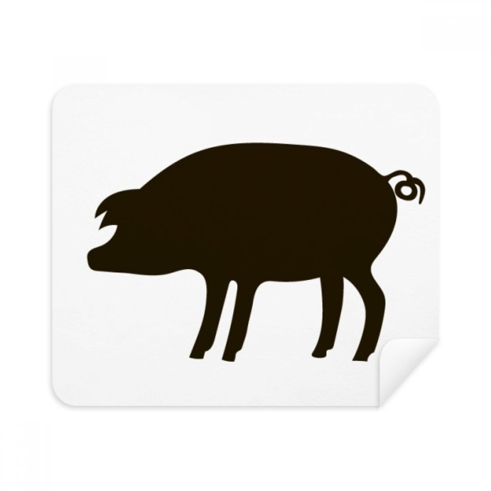 Black Pig Animal Portrayal Cleaning Cloth Screen Cleaner 2pcs Suede Fabric