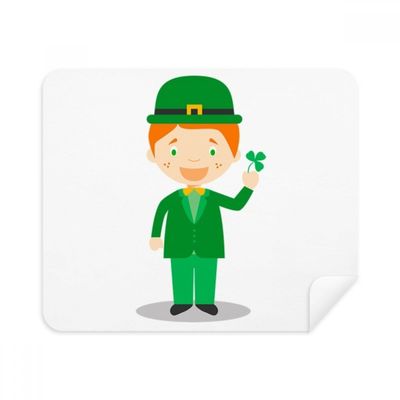 Green Suit Ireland Cartoon Cleaning Cloth Screen Cleaner 2pcs Suede Fabric