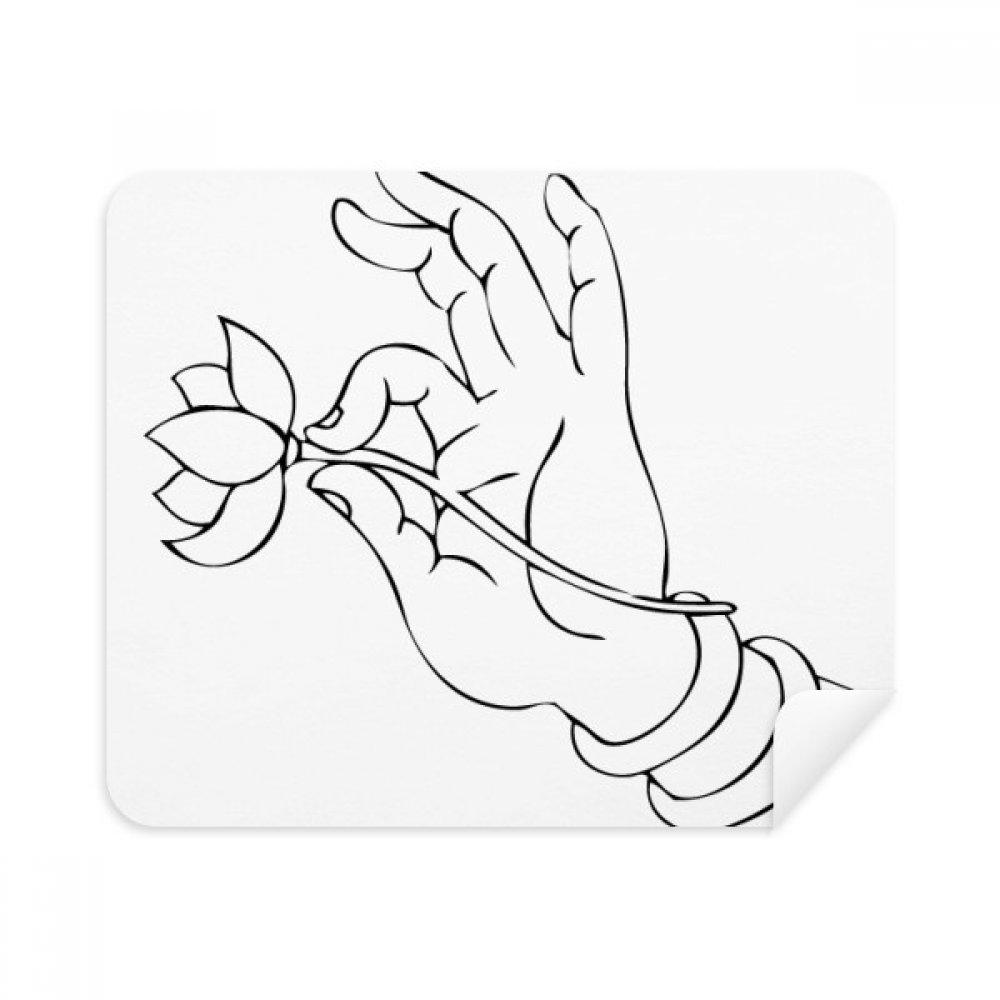 Culture Hand Lotus Line Drawing Pattern Cleaning Cloth Screen Cleaner 2pcs Suede Fabric