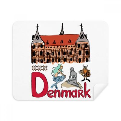 Demark National Symbol Landmark Pattern Cleaning Cloth Screen Cleaner 2pcs Suede Fabric