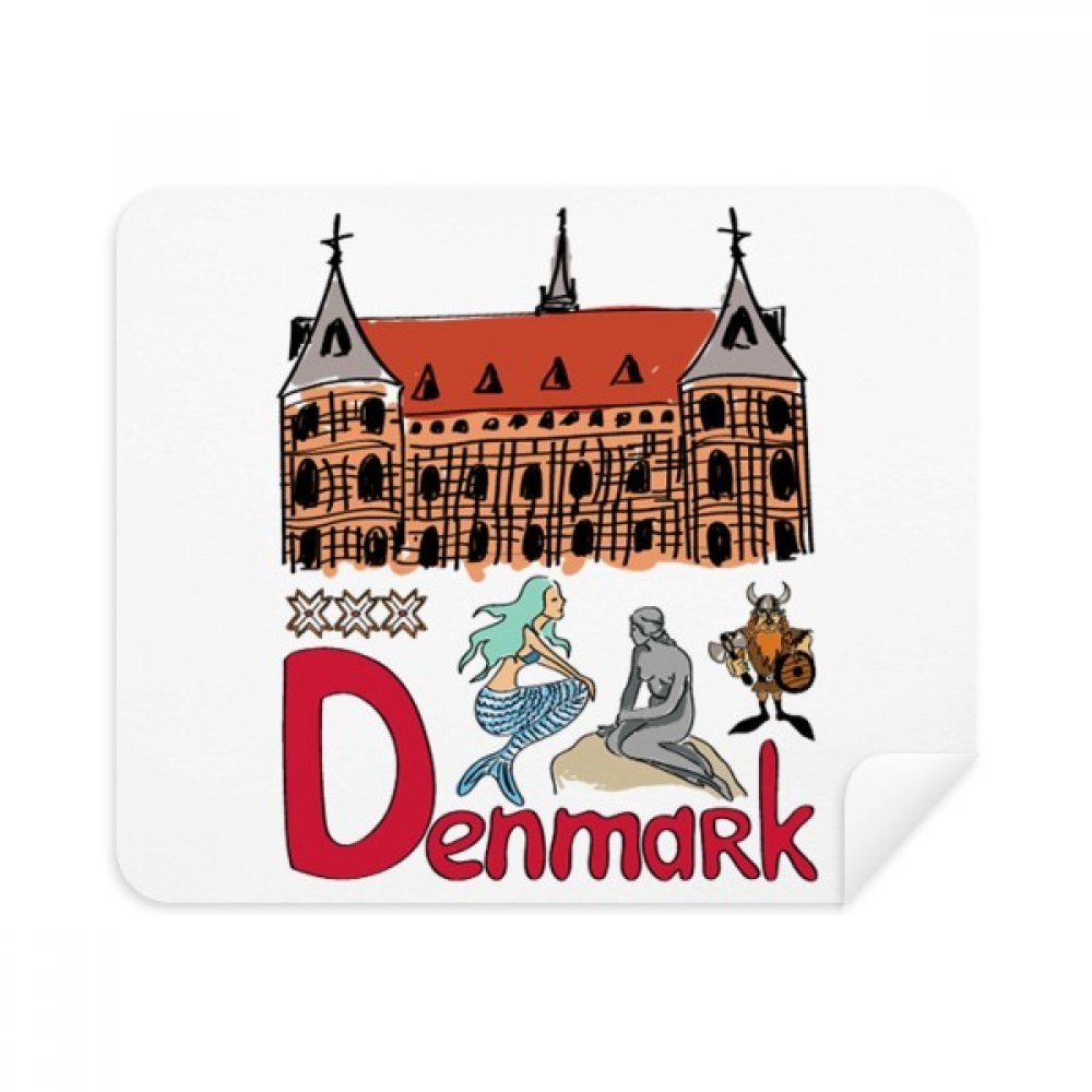 Demark National Symbol Landmark Pattern Cleaning Cloth Screen Cleaner 2pcs Suede Fabric