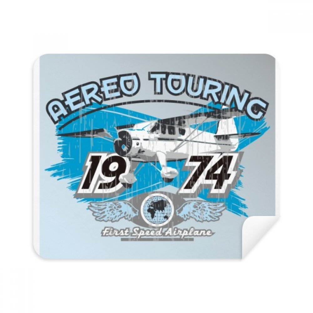 1974 Plane Aereo Touring Pattern Cleaning Cloth Screen Cleaner 2pcs Suede Fabric