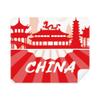 Red Outline Landmark China Fan Cleaning Cloth Screen Cleaner 2pcs Suede Fabric view 1