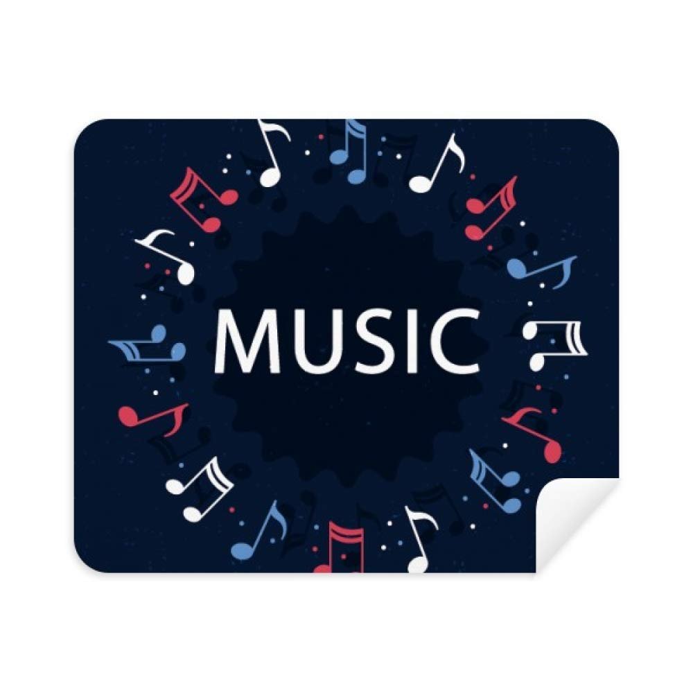 Red Blue Round-Shaped Music Notes Cleaning Cloth Screen Cleaner 2pcs Suede Fabric