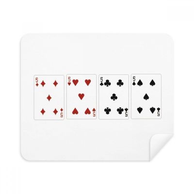 5 Heart Spade Diamond Club Pattern Cleaning Cloth Screen Cleaner 2pcs Suede Fabric