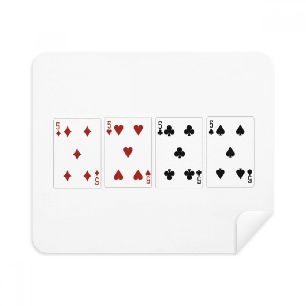 5 Heart Spade Diamond Club Pattern Cleaning Cloth Screen Cleaner 2pcs Suede Fabric