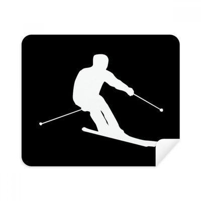 Black Winter Sport Skiing Outline Cleaning Cloth Screen Cleaner 2pcs Suede Fabric