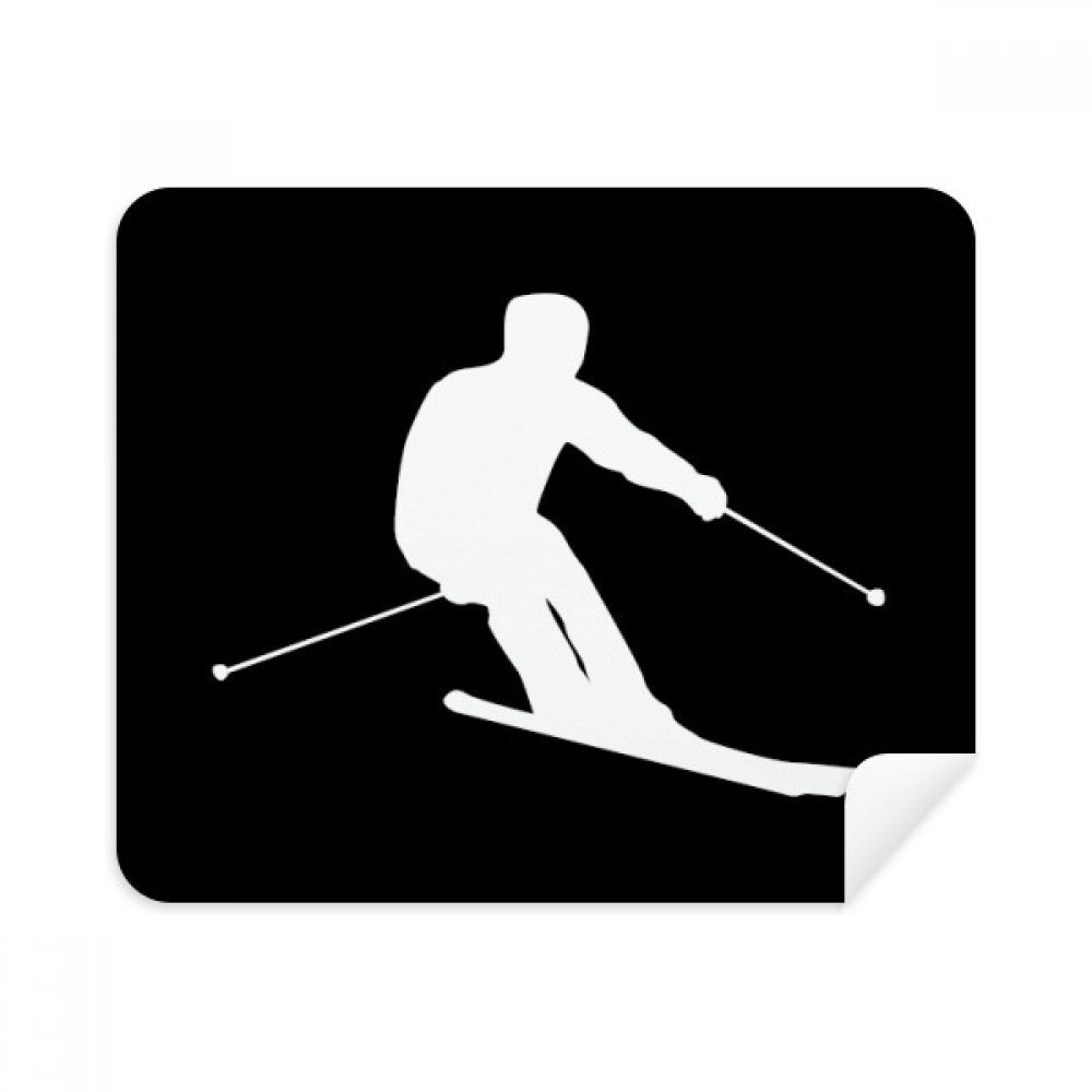 Black Winter Sport Skiing Outline Cleaning Cloth Screen Cleaner 2pcs Suede Fabric