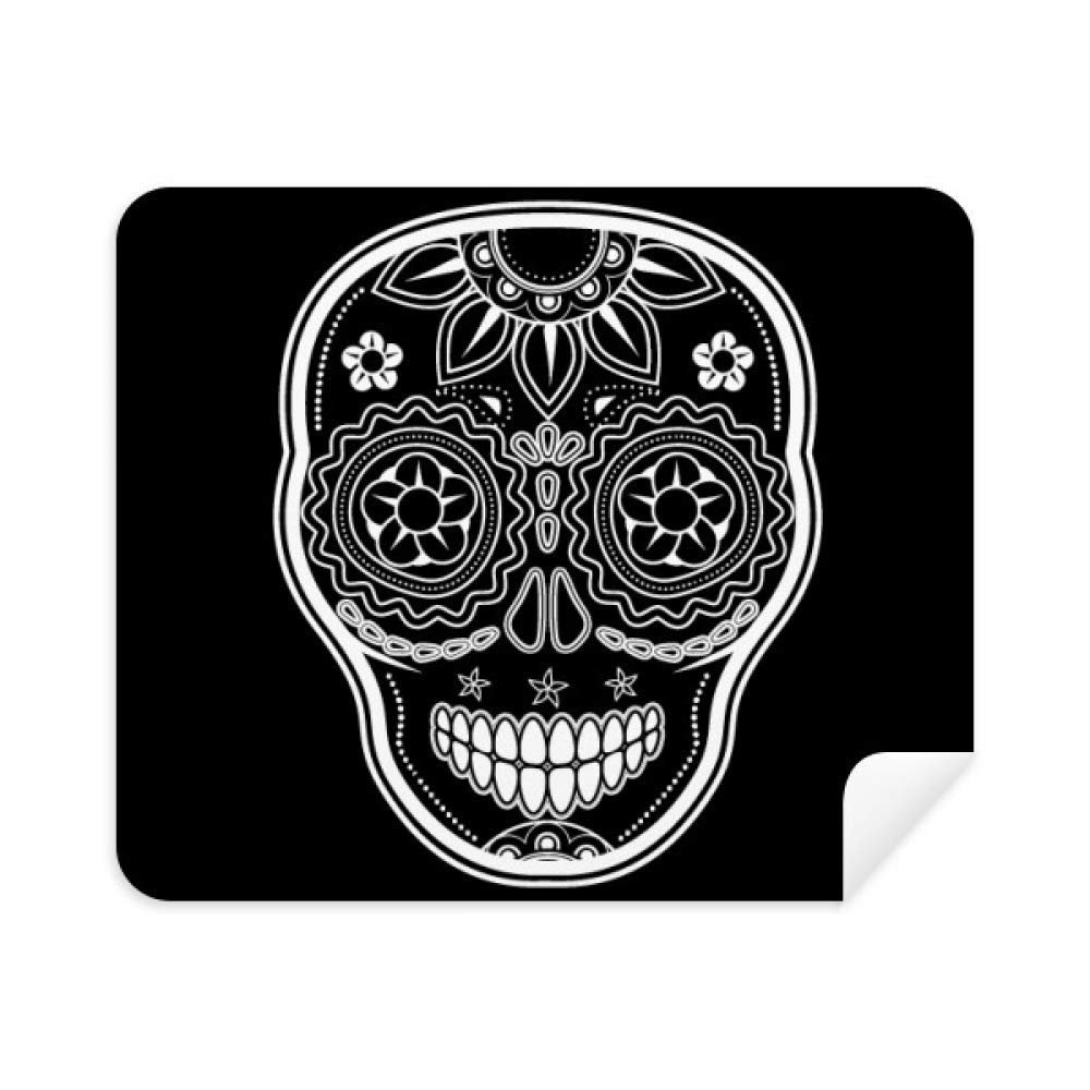 Black White Mexico Day of Dead Cleaning Cloth Screen Cleaner 2pcs Suede Fabric