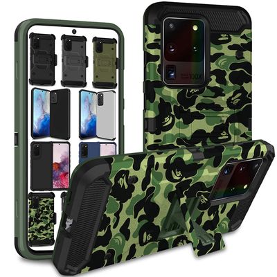 DuraSafe Cases for Samsung Galaxy S20 Ultra 2020 6.9 Inch Shockproof Sturdy Printed Case with Multi Layer Protection & Kick Stand - Military Moss(Without Holster)