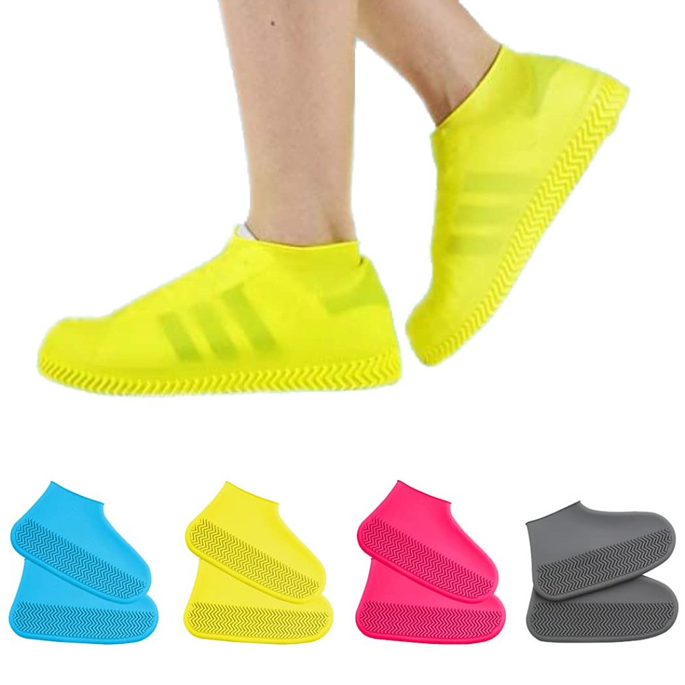 ZHome Water-Proof Silicone Shoe Covers, Reusable Foldable Not-Slip Rain Shoe Covers,Shoe Protectors Overshoes Rain Galoshes for Kids,Men and Women Yellow S(8.2in)
