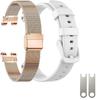 EANWireless Compatible for Garmin Lily Band, Milanese Stainless Steel +Silicone Sport Strap Replacement Silm Accessory for Women's Smartwatch,Rose Gold+White view 1
