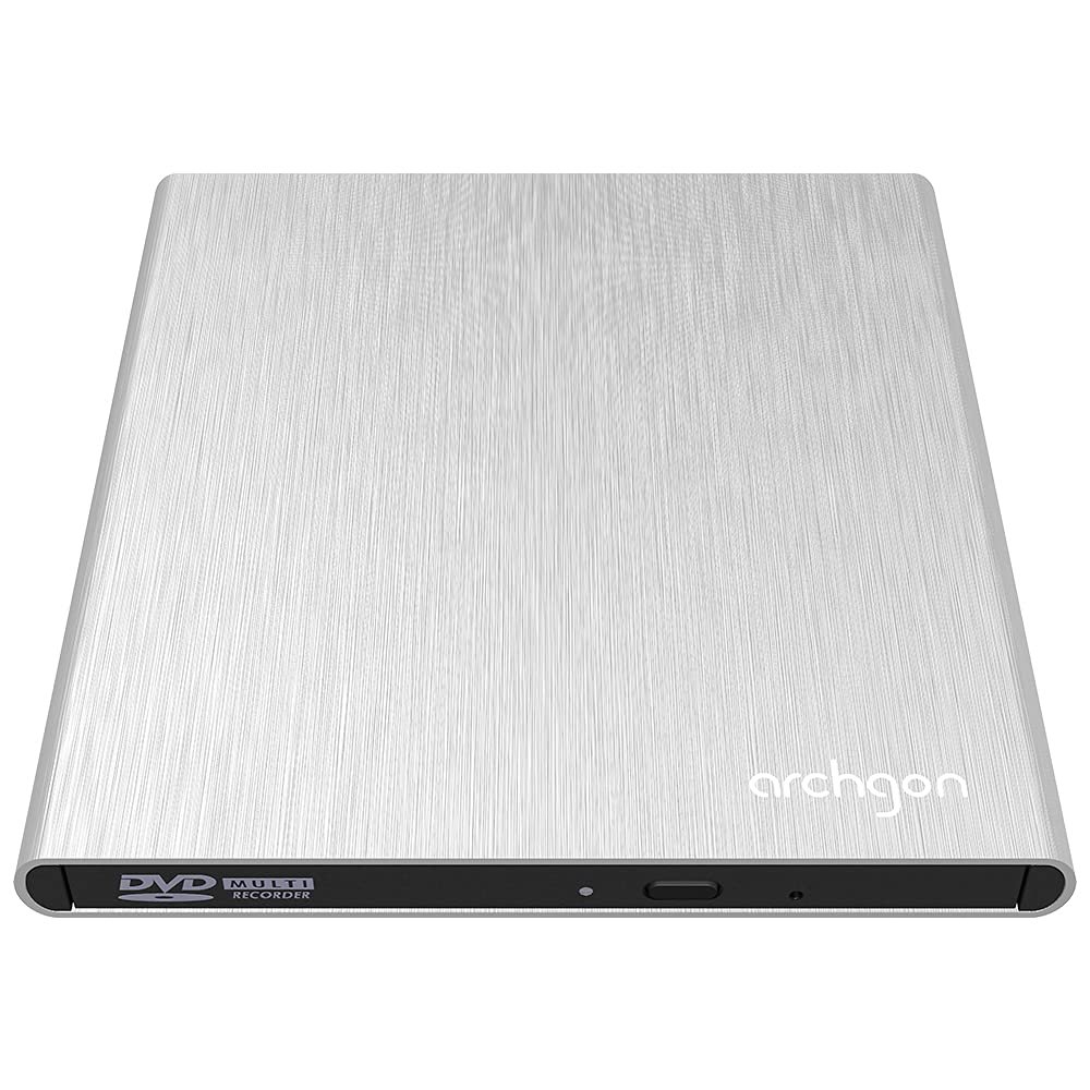 archgon Aluminum USB 3.0 External Optical DVD R/W Driver, Sliver, for Windows and Mac
