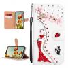 DasKAn for iPod Touch 5/6 / 7 Diamond Flip Case, Bling Rhinestones Sexy Girl Black Cat Design Magnetic Clasp Wallet Stand Protective Phone Cover with Card Slots & Wrist Strap, White view 1